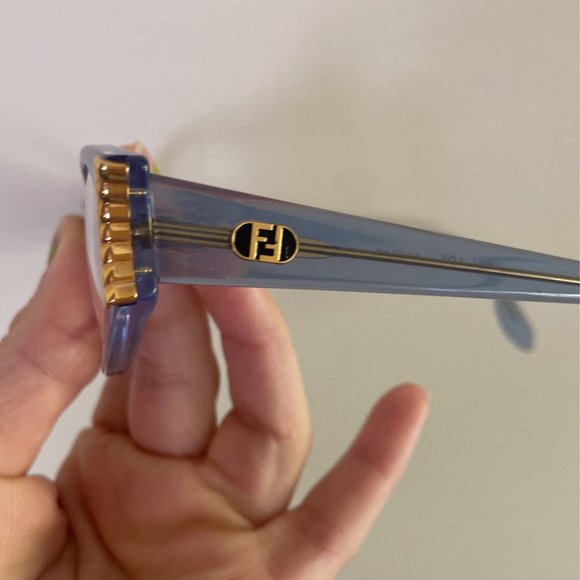 Authentic Translucent Baby Blue, Gold accented Vintage Fendi Eyeglasses frames - Picture 4 of 6